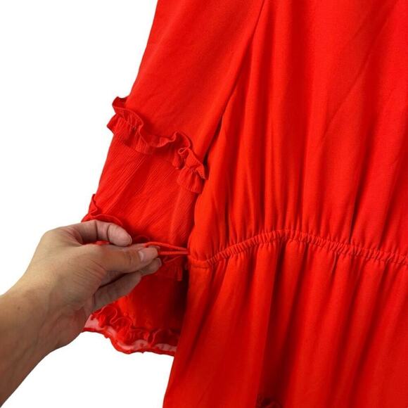 Alexis Target Dress Angel Sleeve Tiered Ruffle Orange Chiffon Plus Size 2X Boho - Picture 11 of 16